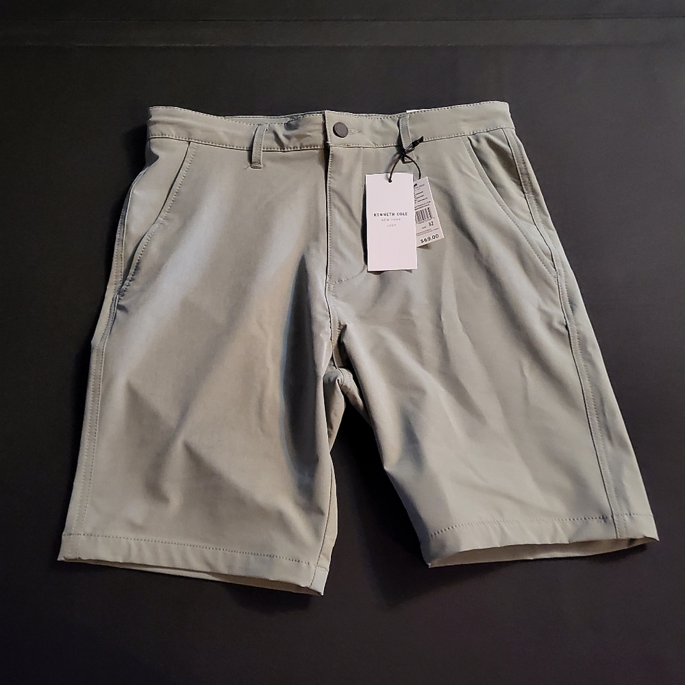 Mens Kenneth Cole Tech Short 32 In Shorts 9 In Inseam Sage